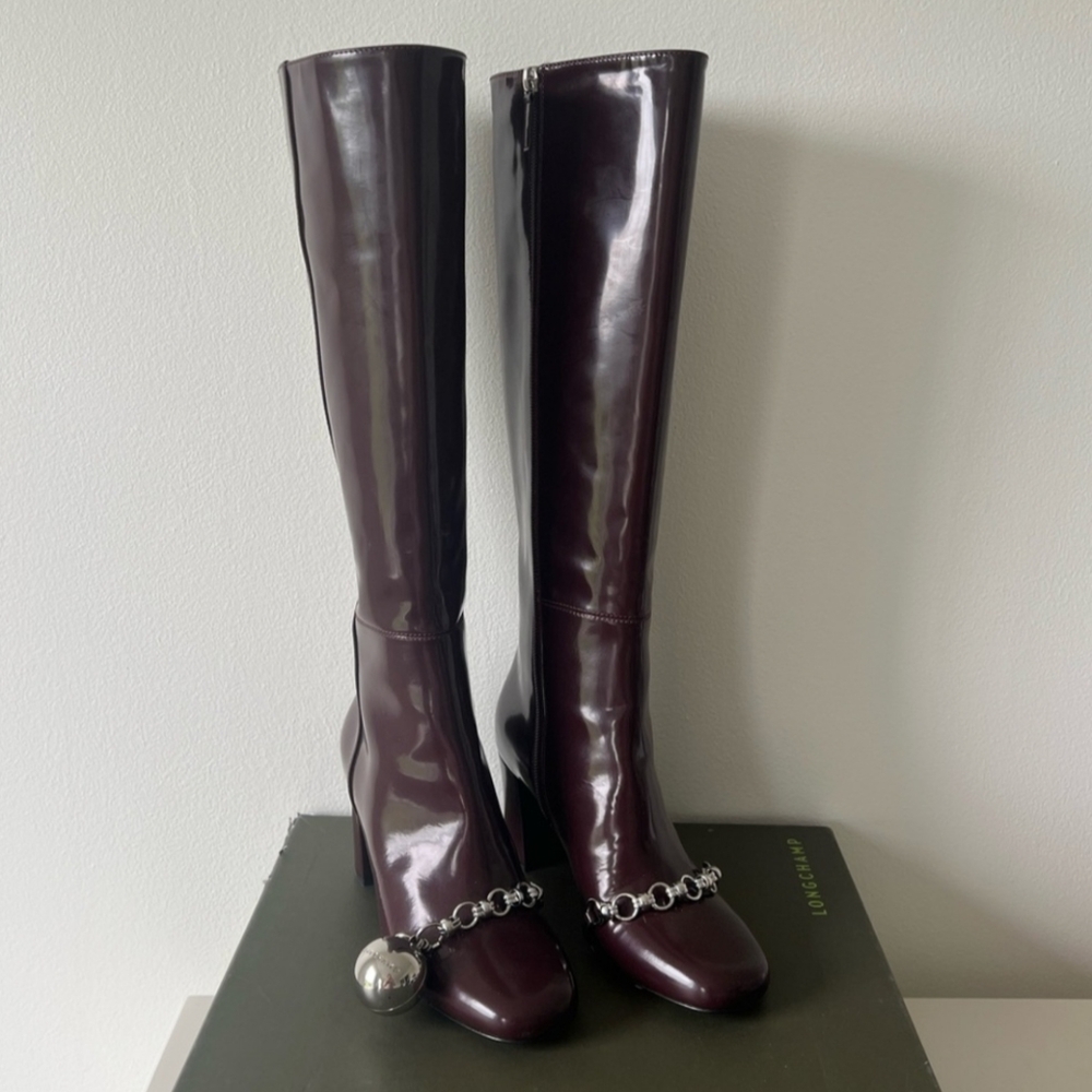 NWT $1200 Longchamp Patent Leather heeled boots - Picture 5 of 7